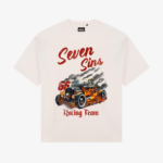 front of seven sins high roller white t-shirt flat