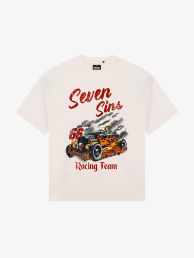 front of seven sins high roller white t-shirt flat