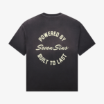 back of seven sins built to last vintage black t-shirt flat
