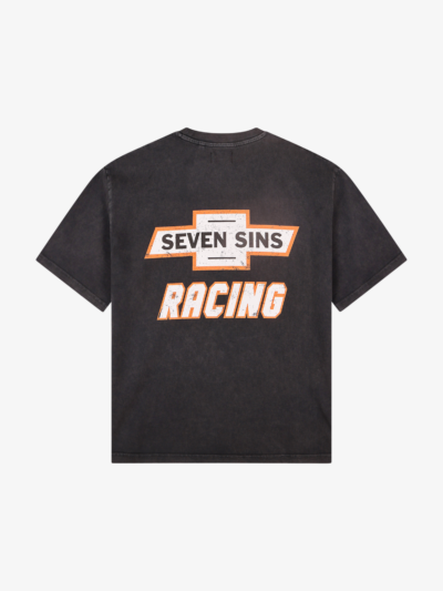 back of seven sins nascar t-shirt vintage black flat