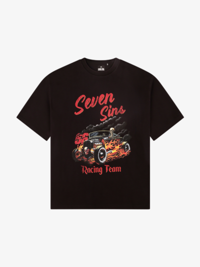 front of Seven Sins High Roller Black Tee flat