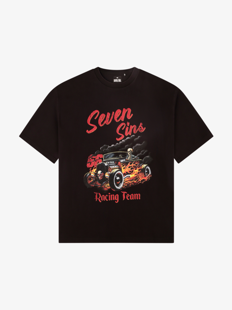 front of Seven Sins High Roller Black Tee flat