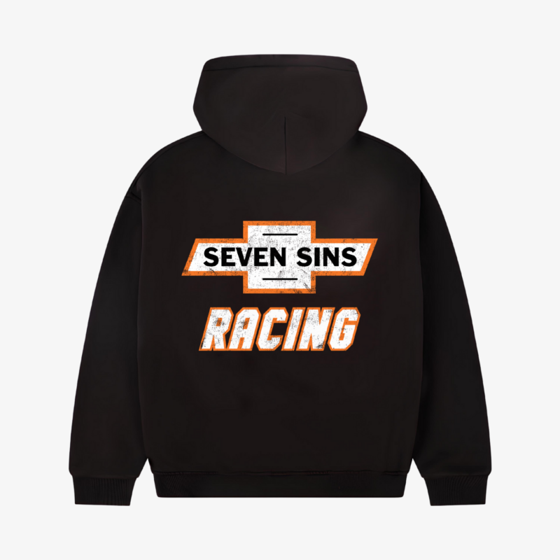 back of seven sins nascar hoodie flat