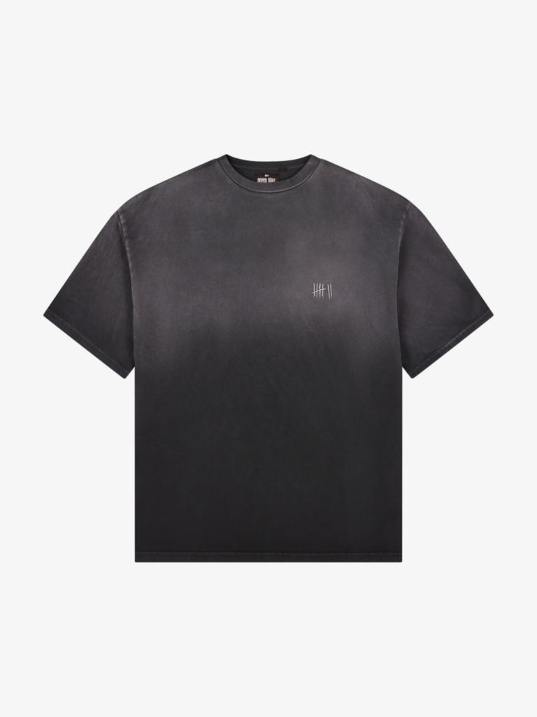 Seven Sins Tally Washed Black T-shirt Flatlay Front