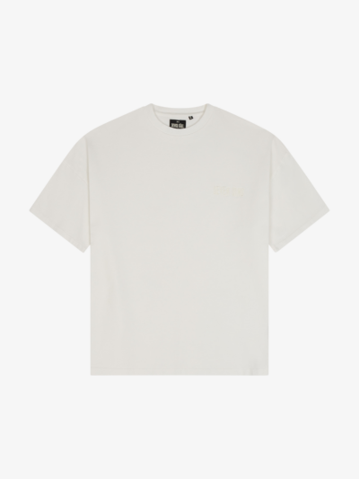 Seven Sins Text Flat lay front white Tee