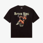 front of seven sins flirt with death t-shirt black flat