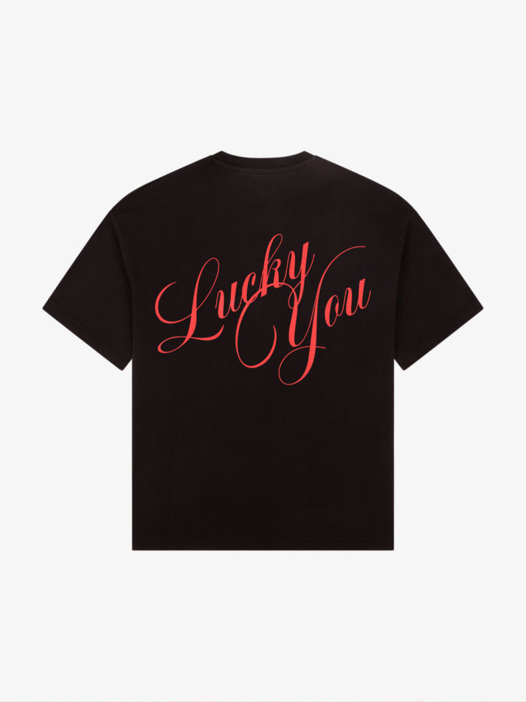 back of seven sins lucky you black t-shirt flat
