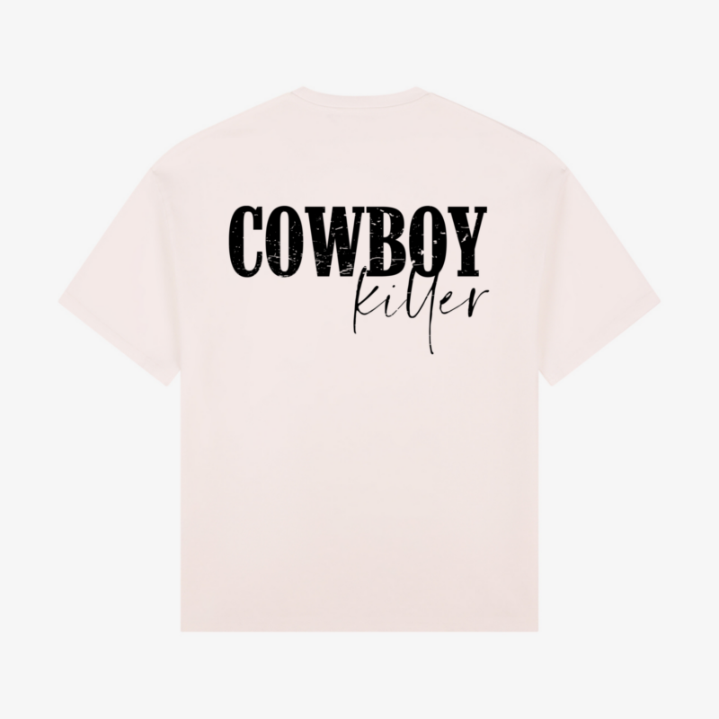 back of seven sins cowboy killer t-shirt white flat