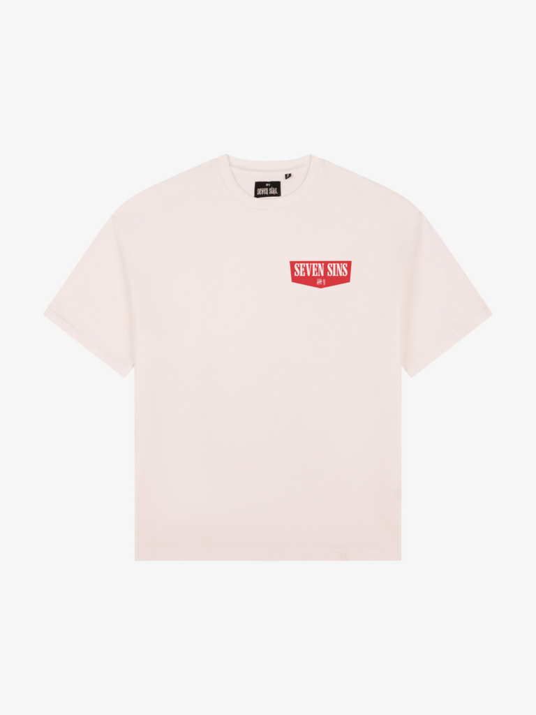 front of seven sins cigarette t-shirt white flat