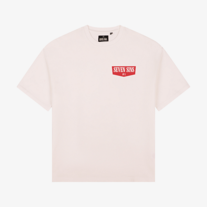 front of seven sins cigarette t-shirt white flat